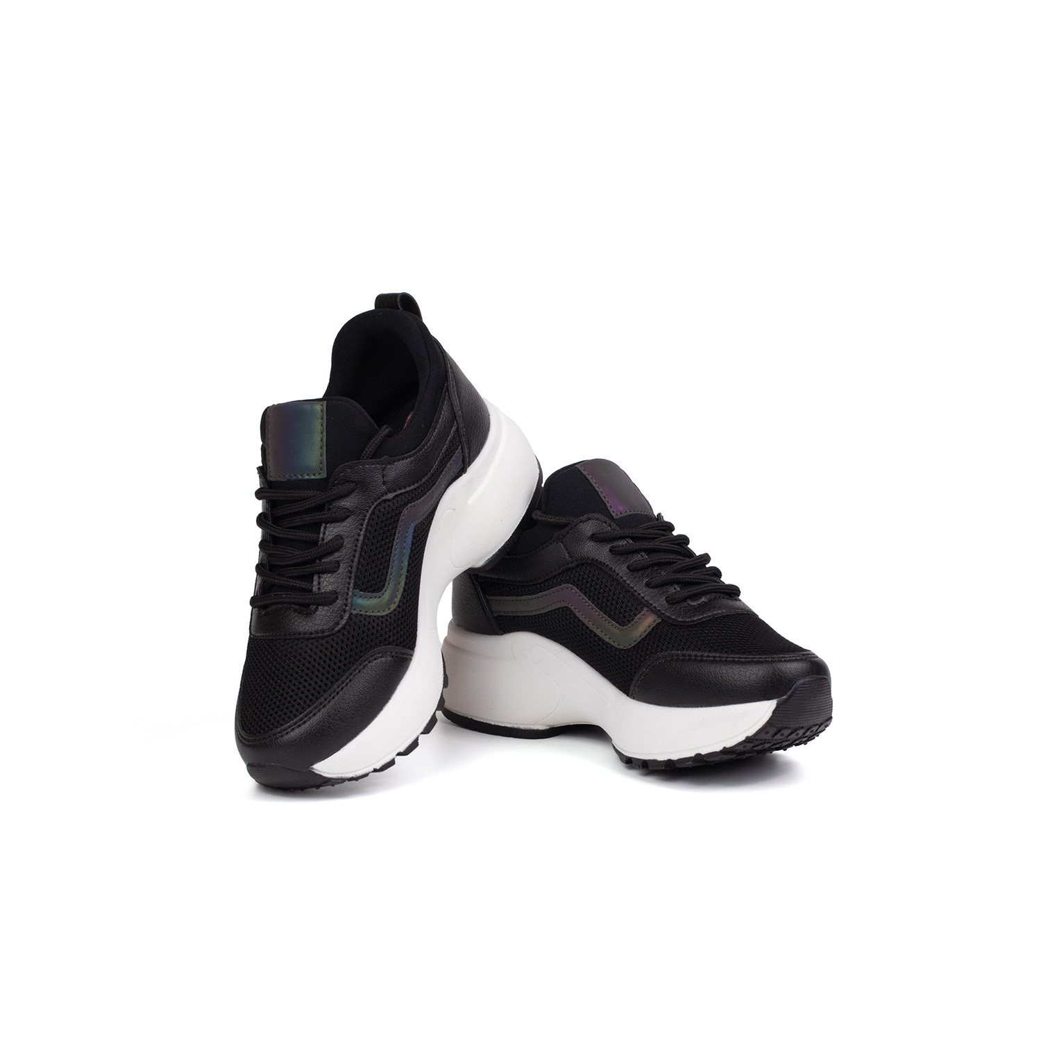 Kız Çocuk Siyah Beyaz Fileli Rahat Günlük Sneaker Nefes Alan Spor