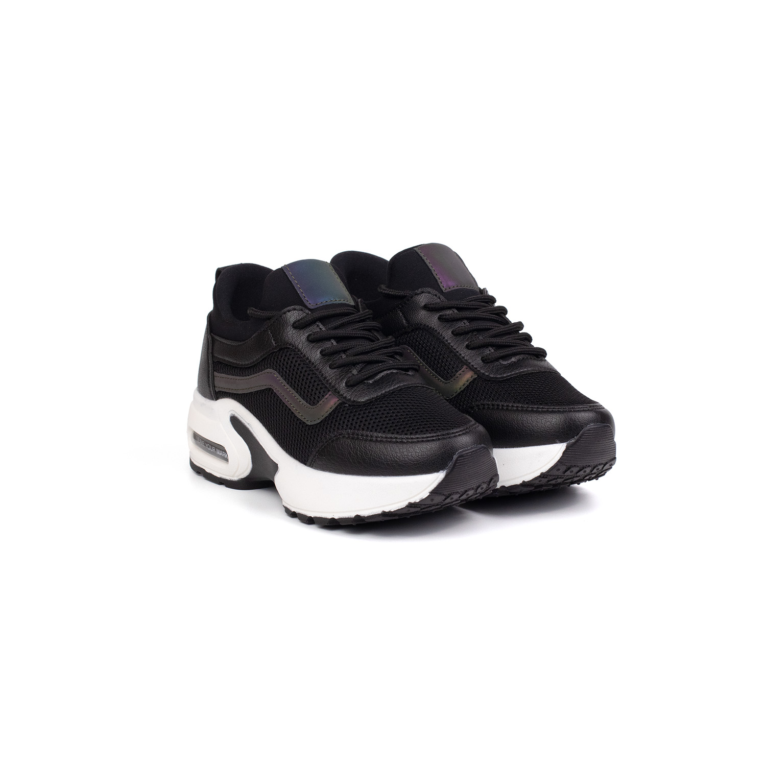 Kız Çocuk Siyah Beyaz Fileli Rahat Günlük Sneaker Nefes Alan Spor