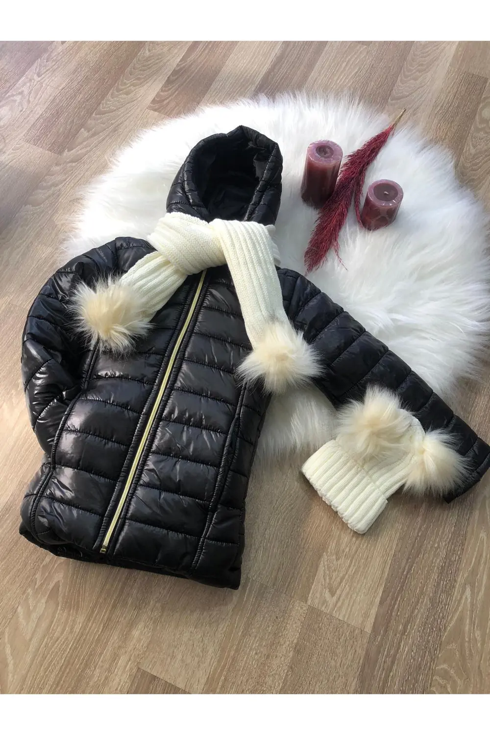 Kız Çocuk Su Ve Rüzgar Geçirmez Bere Atkılı Mont 6/10 Yaş