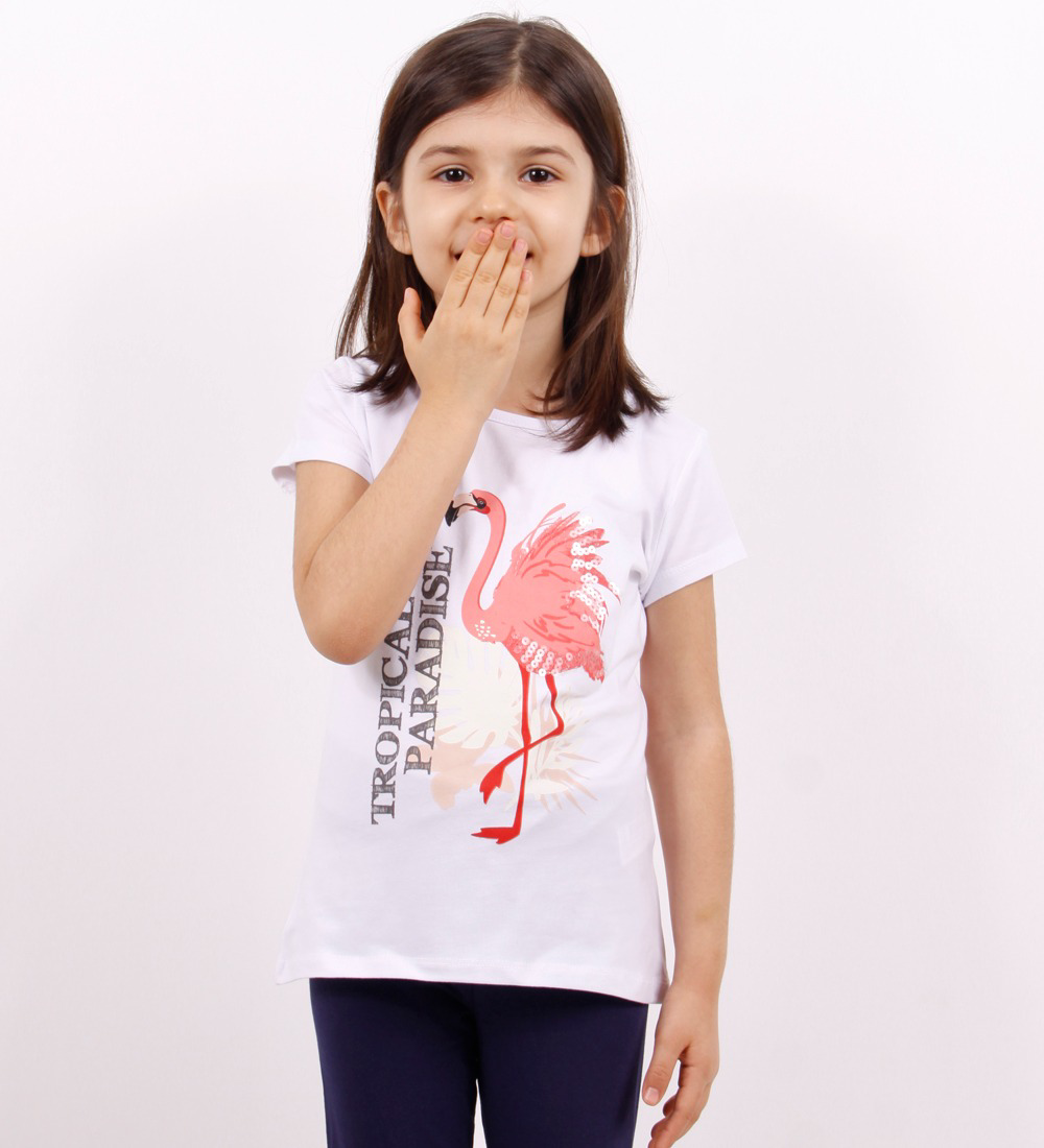 Kız Çocuk Tişört Flamingo Baskılı