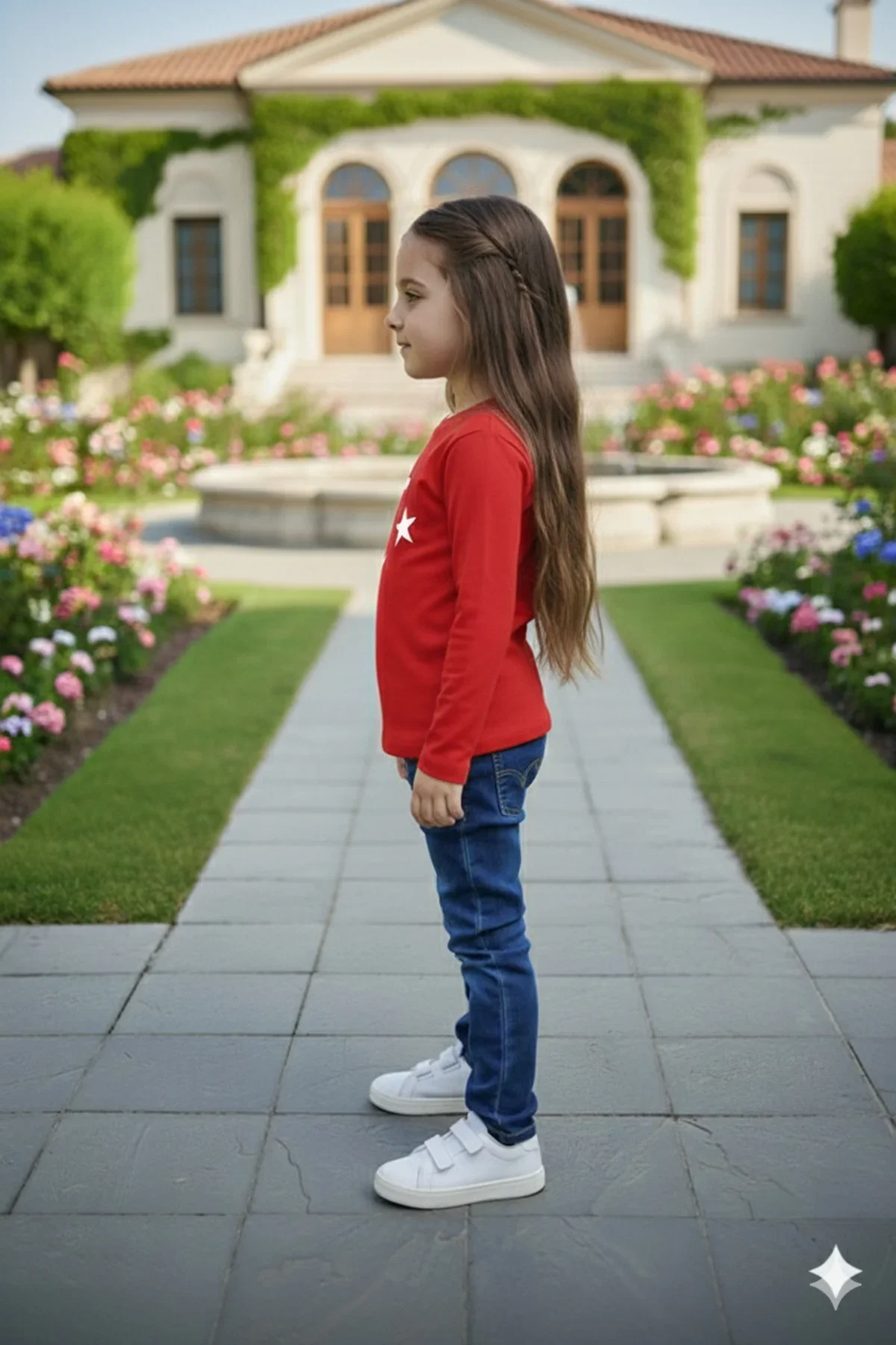 Kız Çocuk Unisex Tişört Kırmızı Ay Yıldız Baskılı Tişört Uzun Kol - Görsel 3