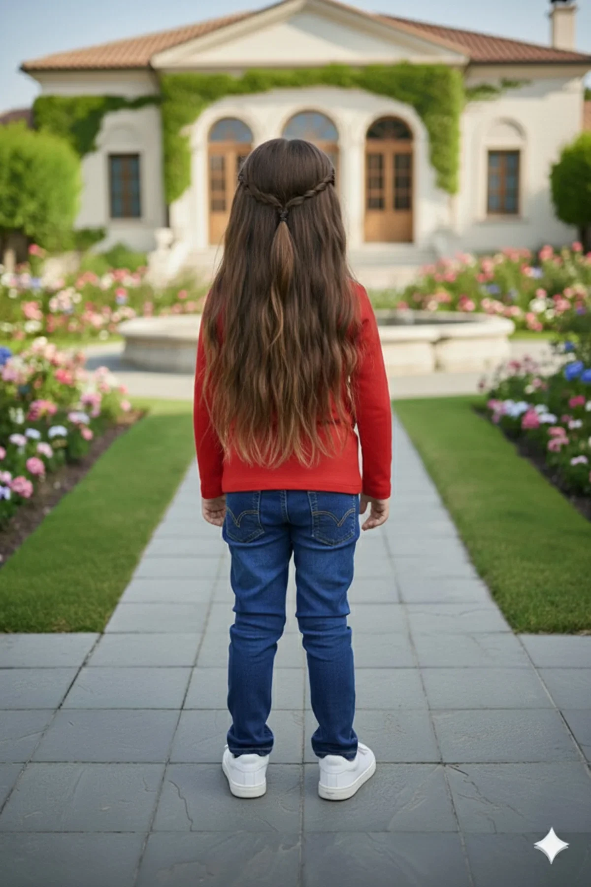 Kız Çocuk Unisex Tişört Kırmızı Ay Yıldız Baskılı Tişört Uzun Kol - Görsel 4