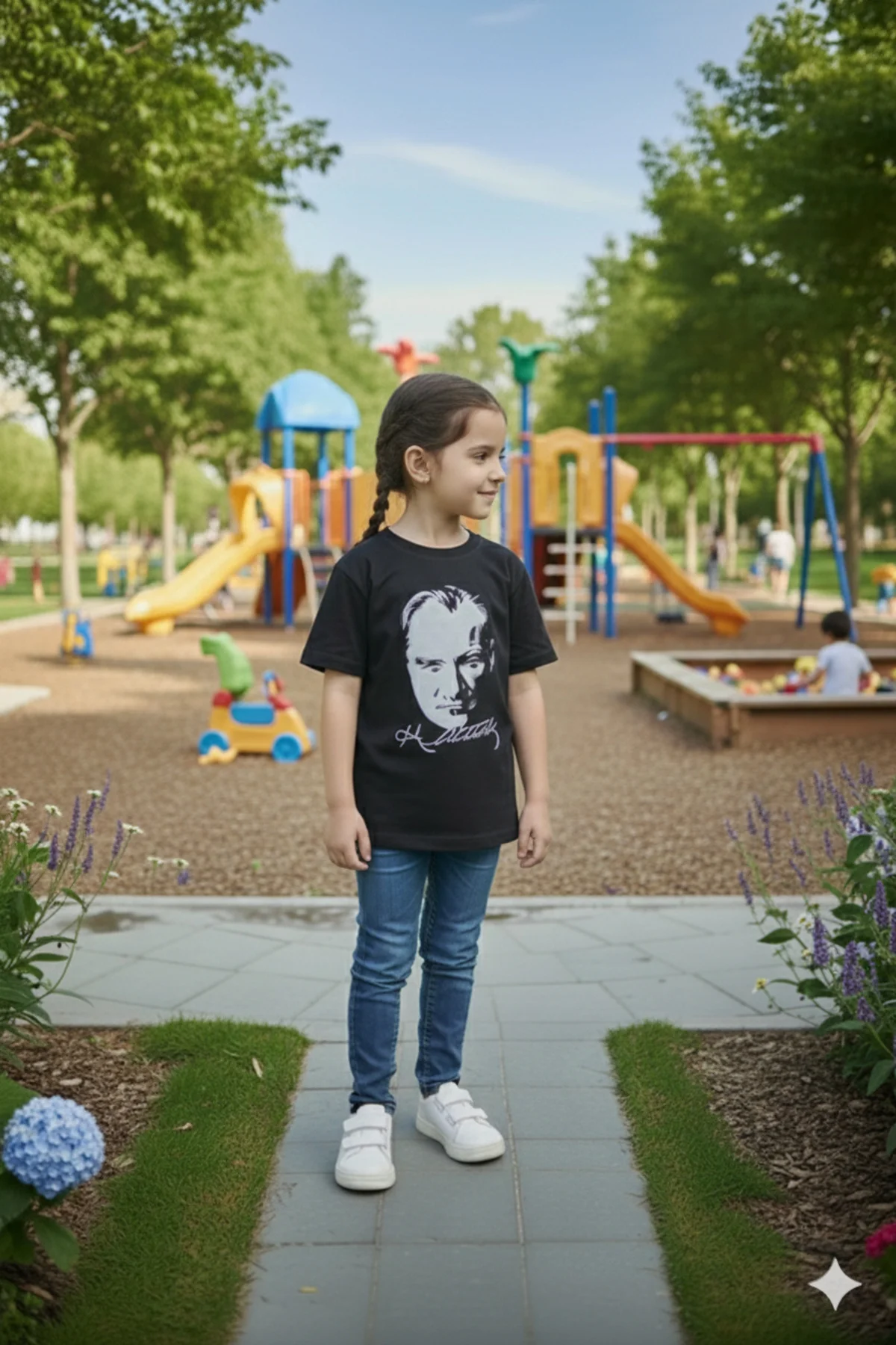 Kız Çocuk Unisex Tişört Atatürk Baskılı Kısa Kollu Rahat Günlük Ş Kız Çocuk Unisex Tişört Atatürk Baskılı Kısa Kollu Rahat Günlük Ş