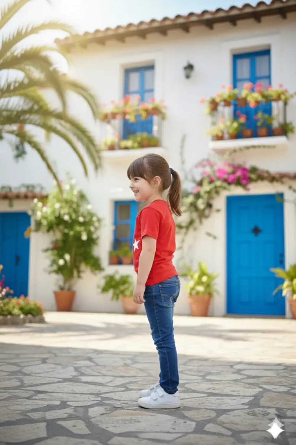 Kız Çocuk Unisex Tişört Kırmızı Ay Yıldız Baskılı Tişört Kısa Kol