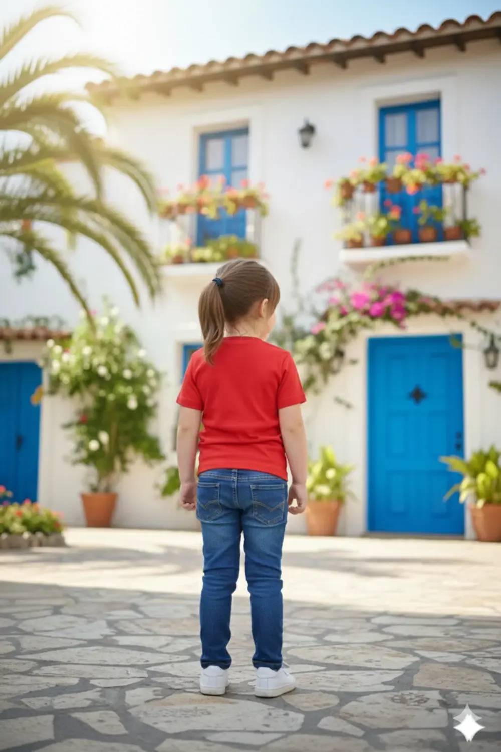 Kız Çocuk Unisex Tişört Kırmızı Ay Yıldız Baskılı Tişört Kısa Kol