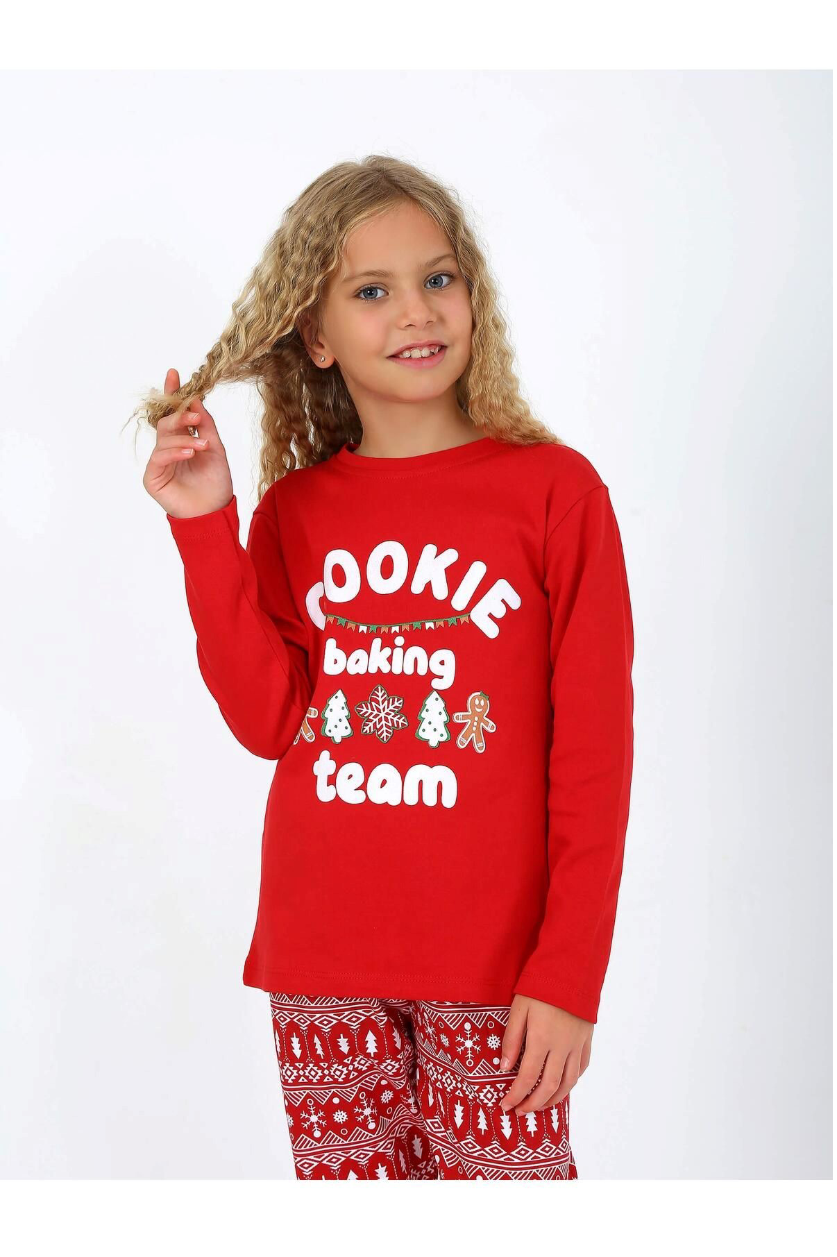 Kız Çocuk Uzun Kollu %100 Pamuklu Pijama Takımı 10/15 Yaş
