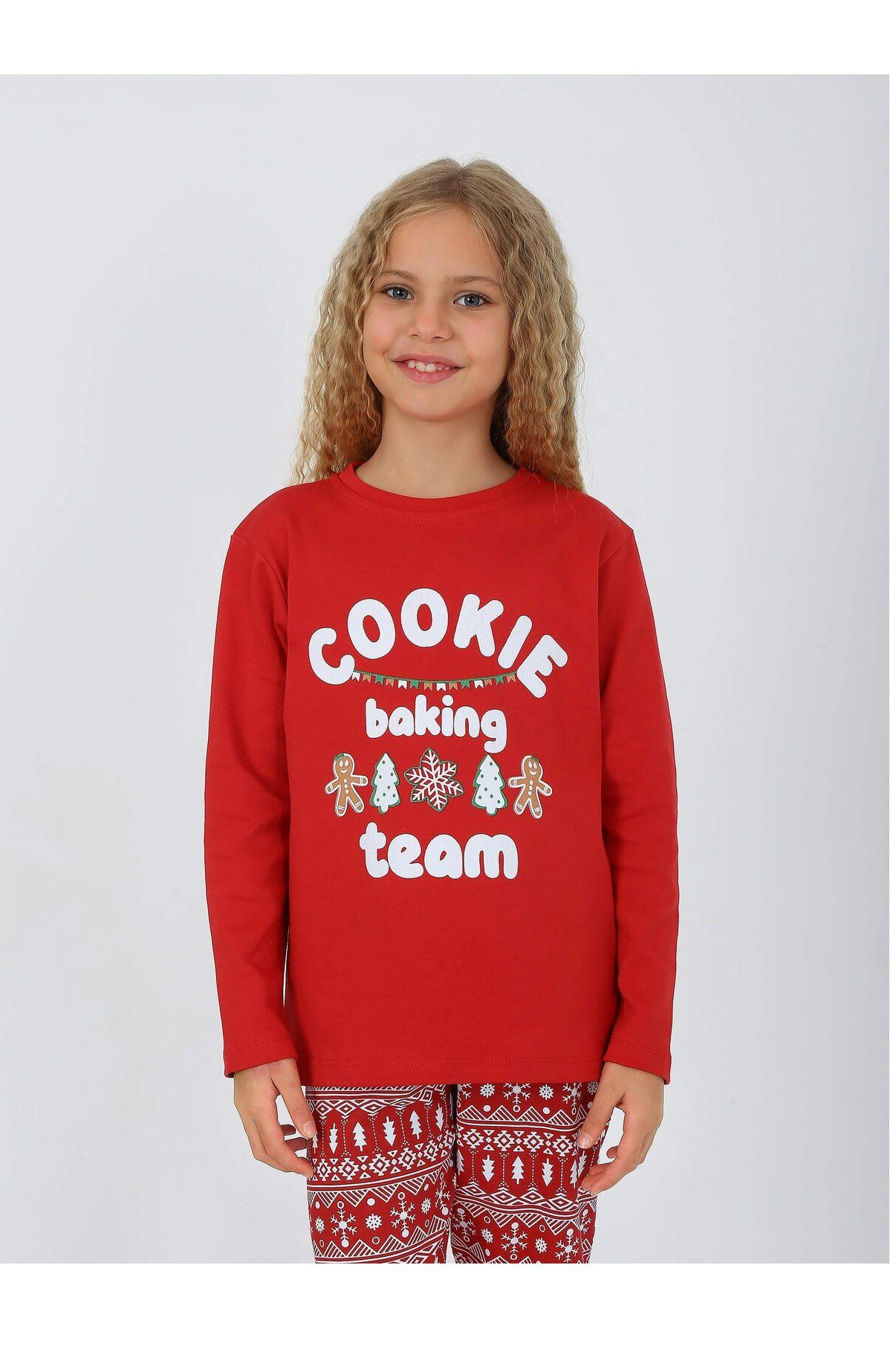 Kız Çocuk Uzun Kollu %100 Pamuklu Pijama Takımı 10/15 Yaş