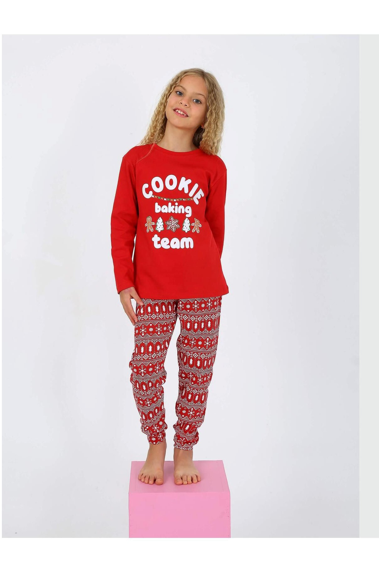 Kız Çocuk Uzun Kollu %100 Pamuklu Pijama Takımı 10/15 Yaş
