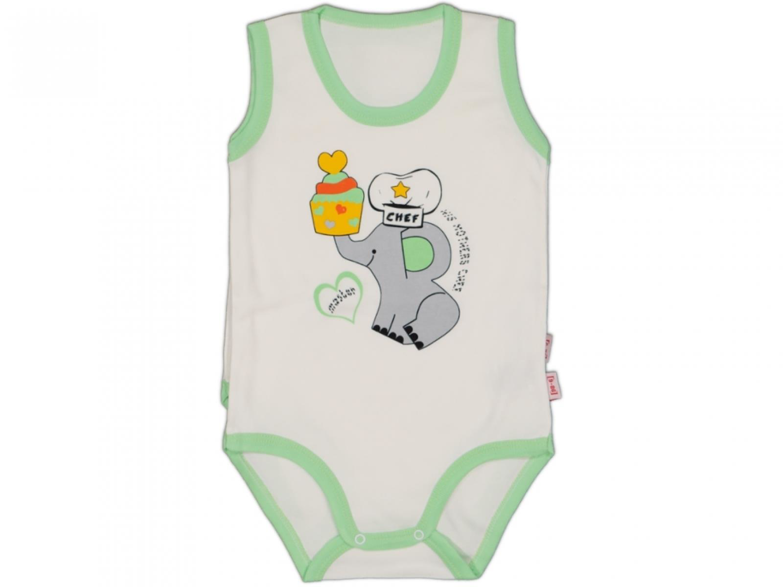 Demirdağ Kız Erkek Bebek Pastacı Fil Desenli Yeşil Şeritli Body Bebek Badi