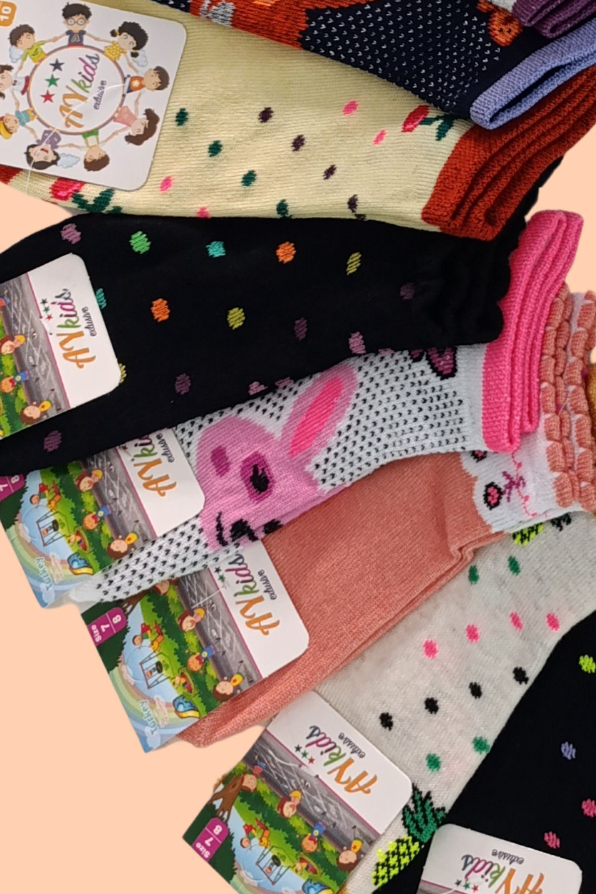 Kız - Erkek Çorap Desenli Model Pamuklu Terletmez (4 ÇİFT) Öğrenc