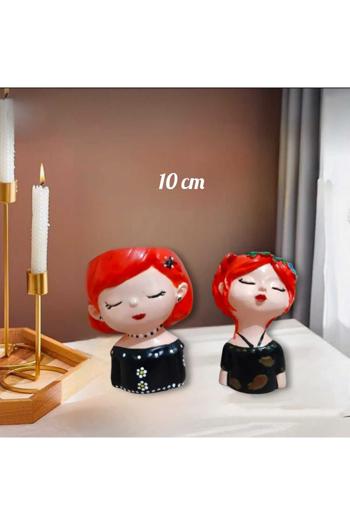 Dodemert Home Kız -Fındık Bebek Beton Saksı & Mumluk ( Dekoratif) 2 Li