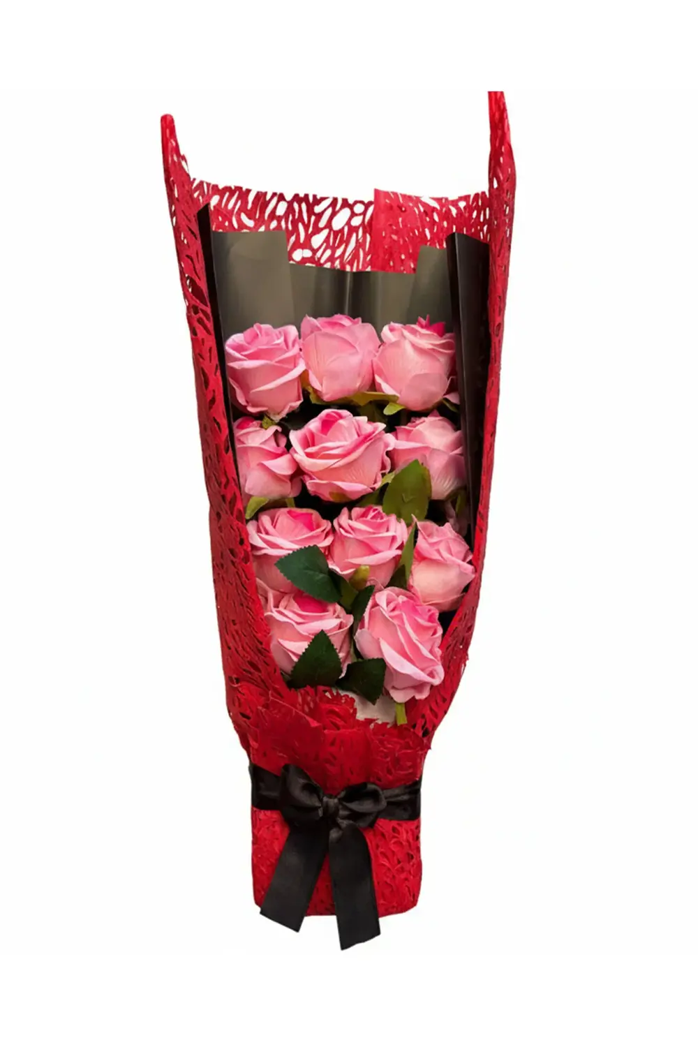 Kız Kardeşe Dogum Gunu Hediyesi - Pembe Gül Buketi ve Led Işıklı