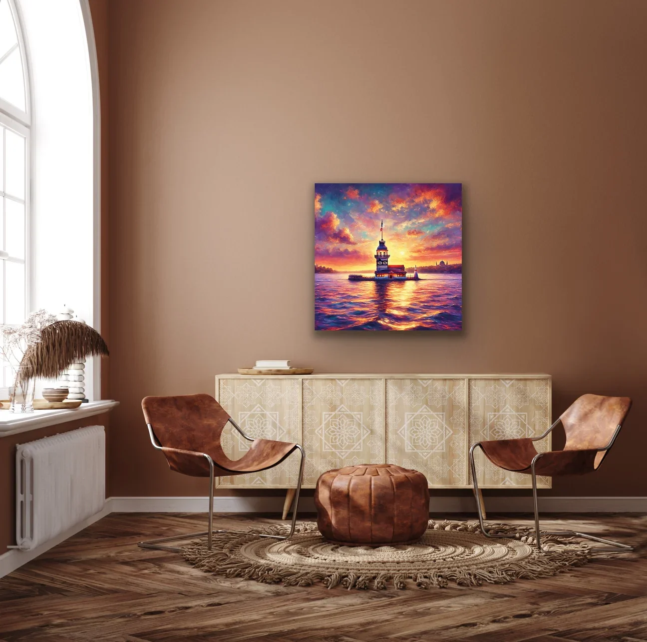 Kız Kulesi Kanvas Tablo 90x90cm - Çerçevesiz Duvar Sanatı