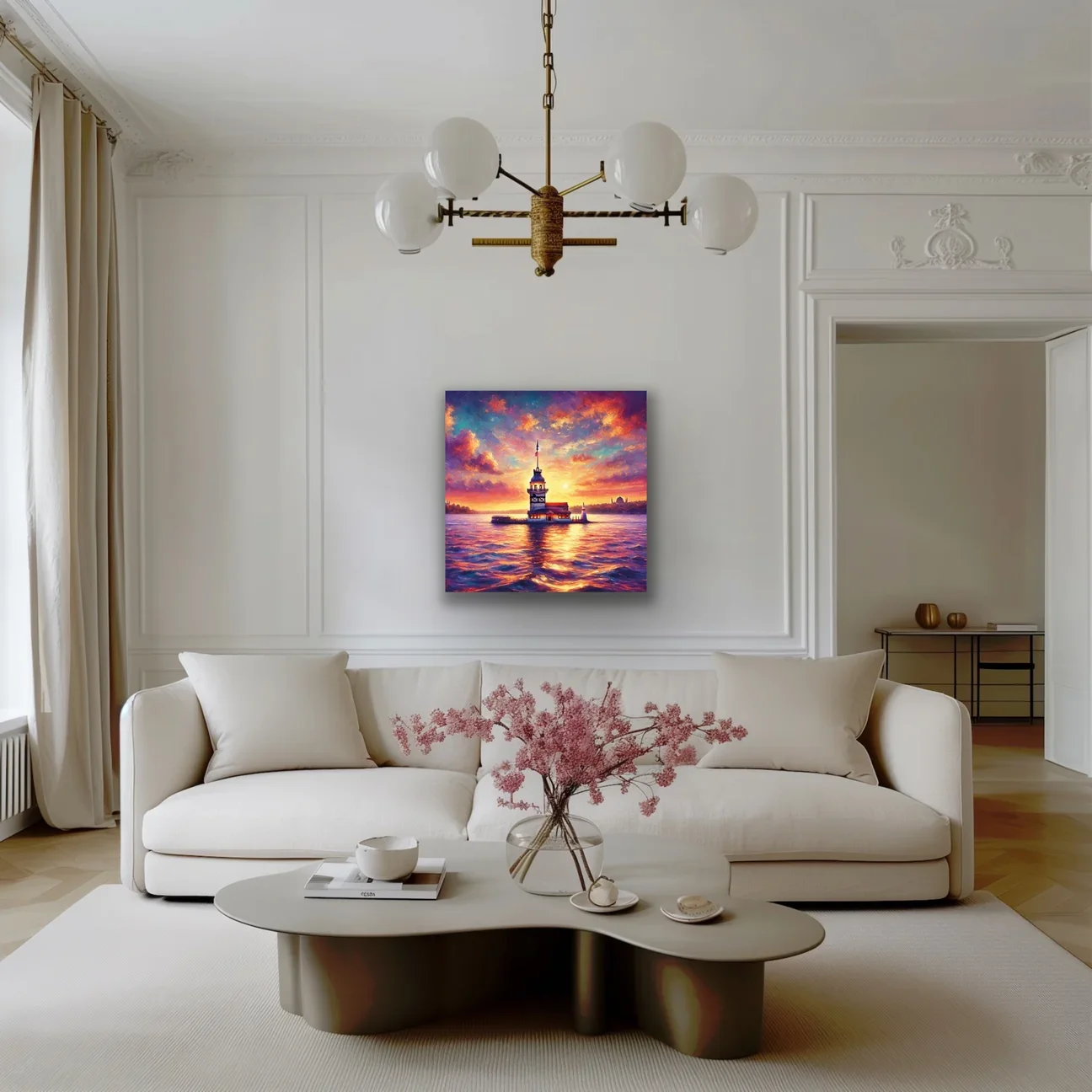 Kız Kulesi Kanvas Tablo 90x90cm - Çerçevesiz Duvar Sanatı