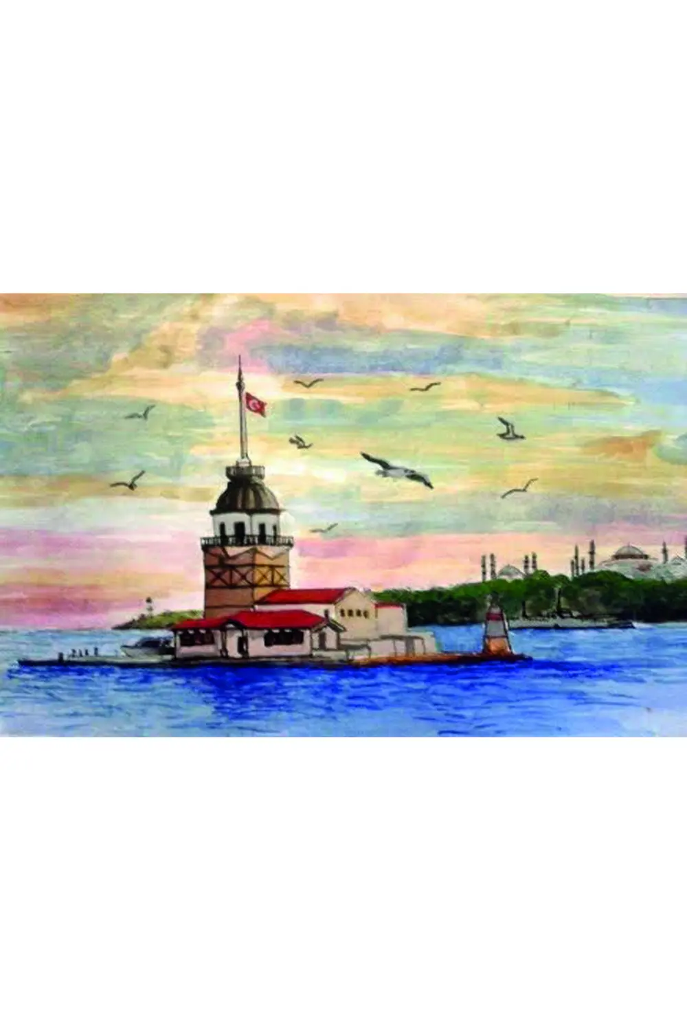 Kız Kulesi Tasarımlı Ahşap Poster Kız Kulesi Tasarımlı Ahşap Poster