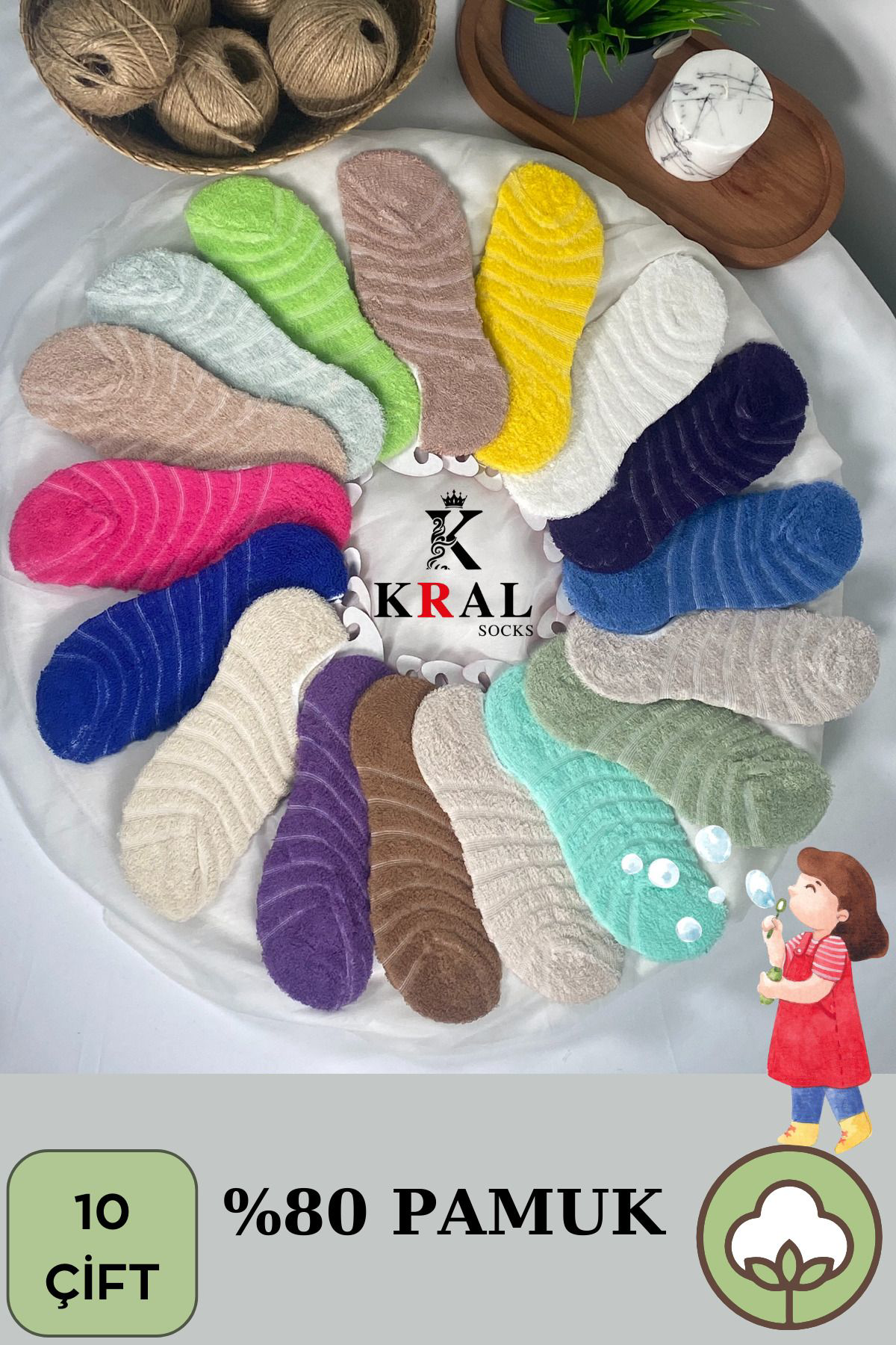 Kral Socks Kiz Patik Çorap Kisa Model Pamuklu Terletmez (10 Çift) Öğrenci Ok