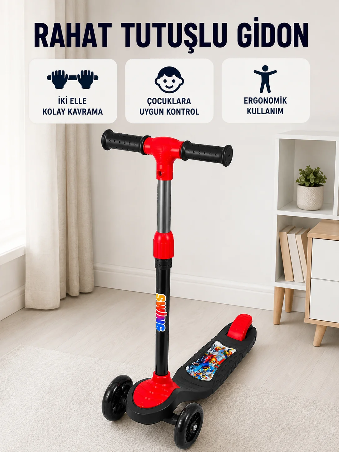 Kız ve Erkek Çocuk Scooterı 3 Tekerlekli Dengeli ve Kolay Kullanımlı Skuter Kız ve Erkek Çocuk Scooterı 3 Tekerlekli Dengeli ve Kolay Kullanımlı Skuter