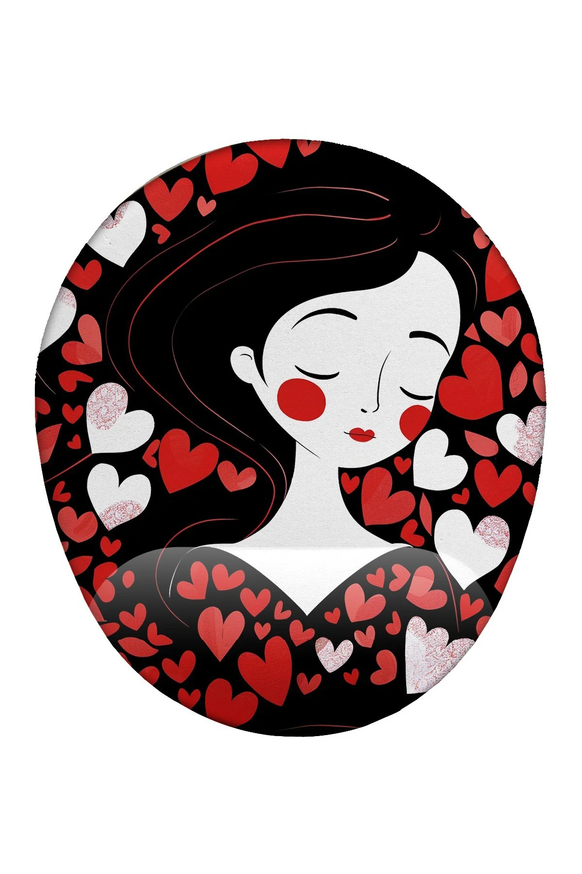 Kız ve Kalp Desenli Bilek Destekli Mouse Pad Ergonomik Kaymaz Tab