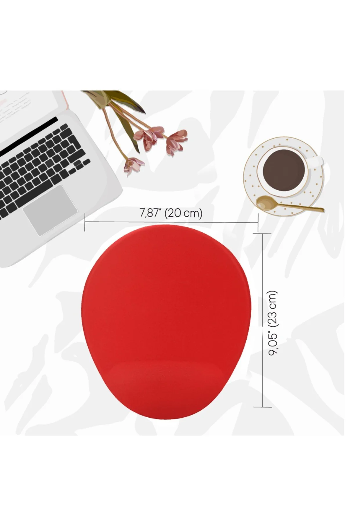 Kız ve Kedi Desenli Bilek Destekli Mouse Pad Ergonomik Kaymaz Tab