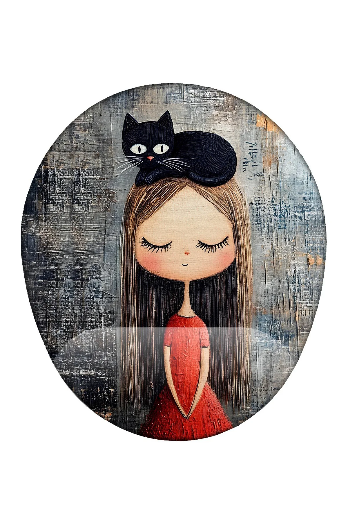 Kız ve Kedi Desenli Bilek Destekli Mouse Pad Ergonomik Kaymaz Taban Mousepad Fare Altlığı