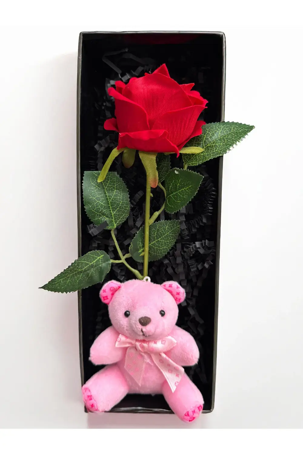 Kiza Hediye Kırmızı Gül ve Pembe Ayıcık Sevgiliye Hediye Kadina H