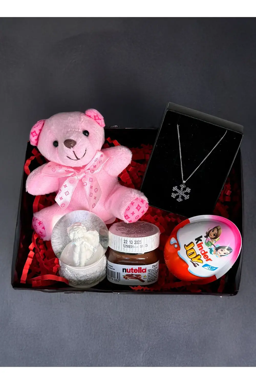 Kiza Hediye Pembe Mini Ayıcık Kar Küresi Kar Tanesi Kolye Kinder