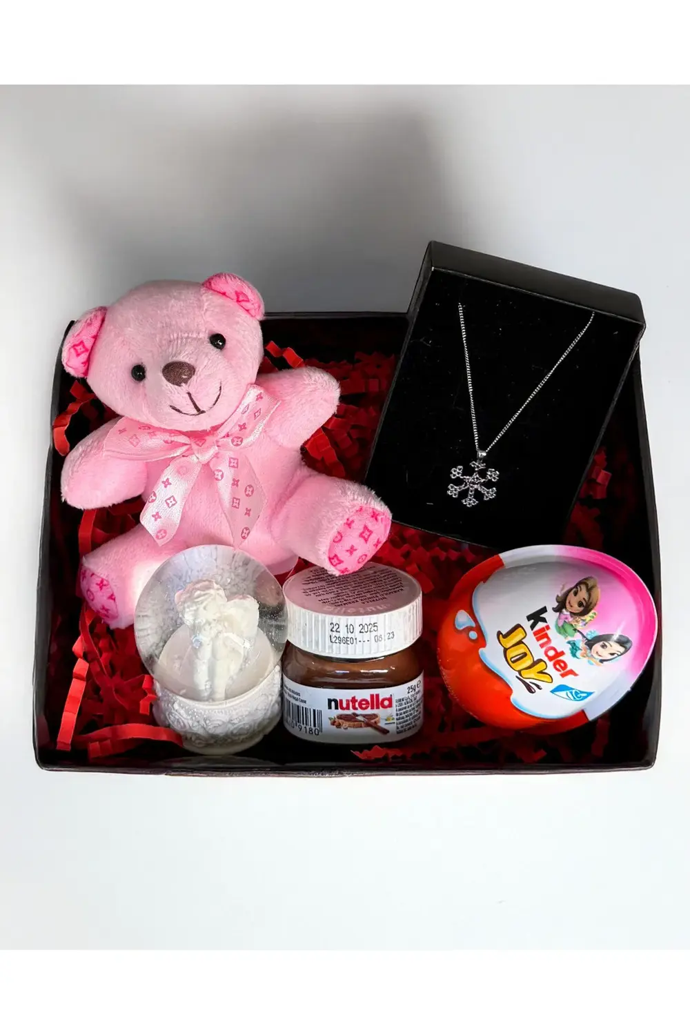 Kiza Hediye Pembe Mini Ayıcık Kar Küresi Kar Tanesi Kolye Kinder