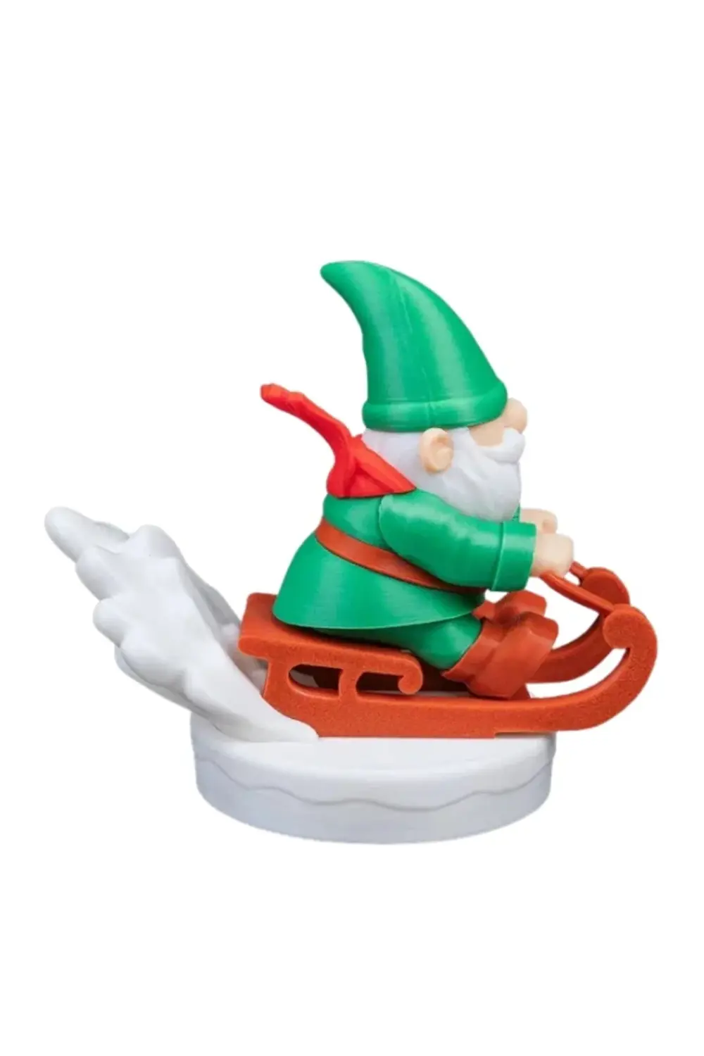 Kızaklı Cüce Noel Baba Figürü - Kış Temalı Masaüstü Biblo - 3D Ba