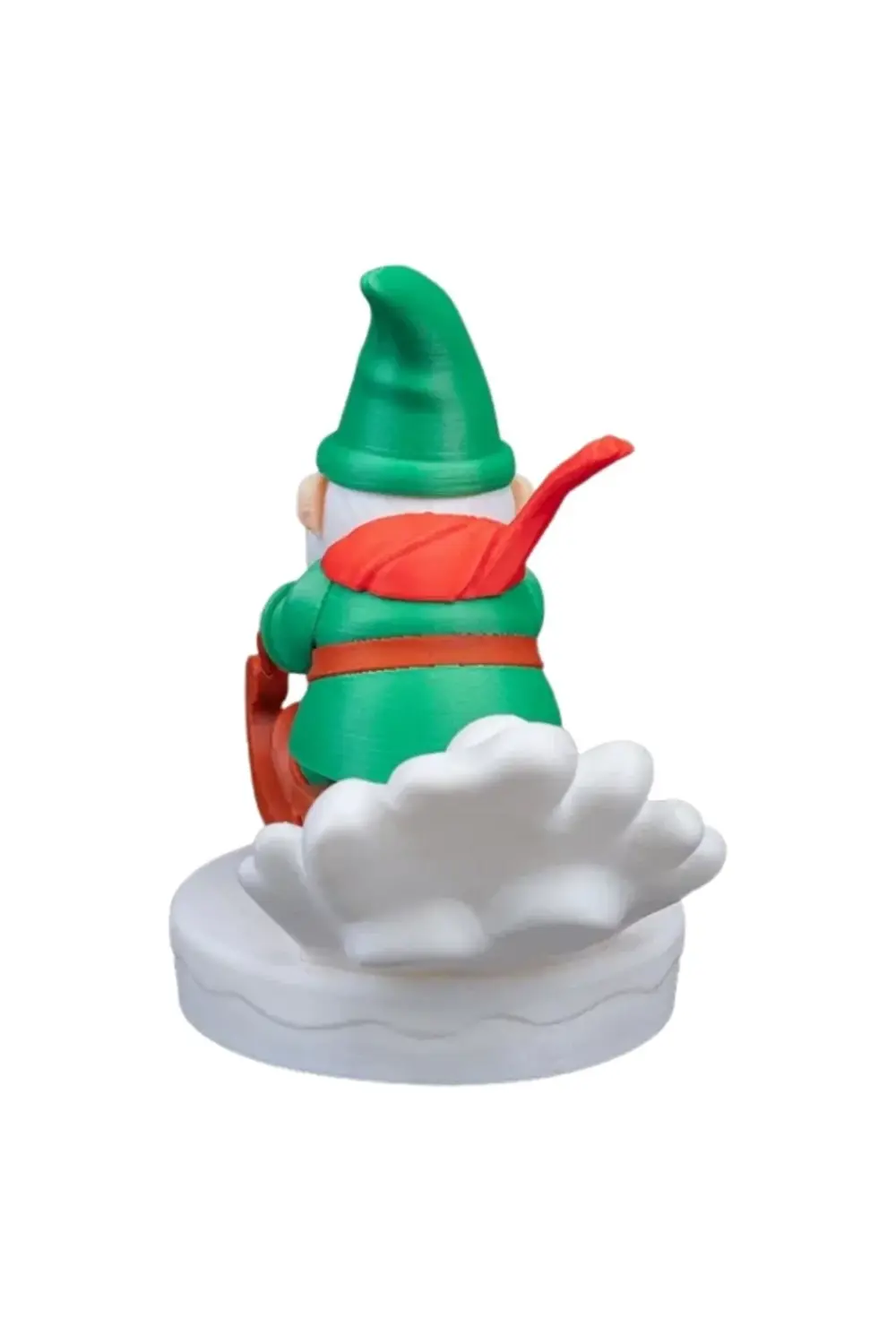 Kızaklı Cüce Noel Baba Figürü - Kış Temalı Masaüstü Biblo - 3D Ba