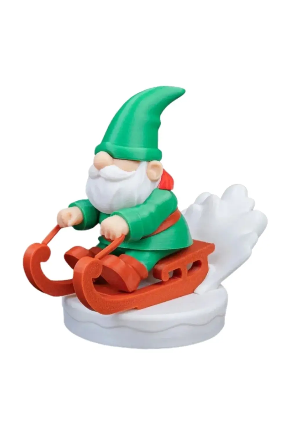 Kızaklı Cüce Noel Baba Figürü - Kış Temalı Masaüstü Biblo - 3D Ba