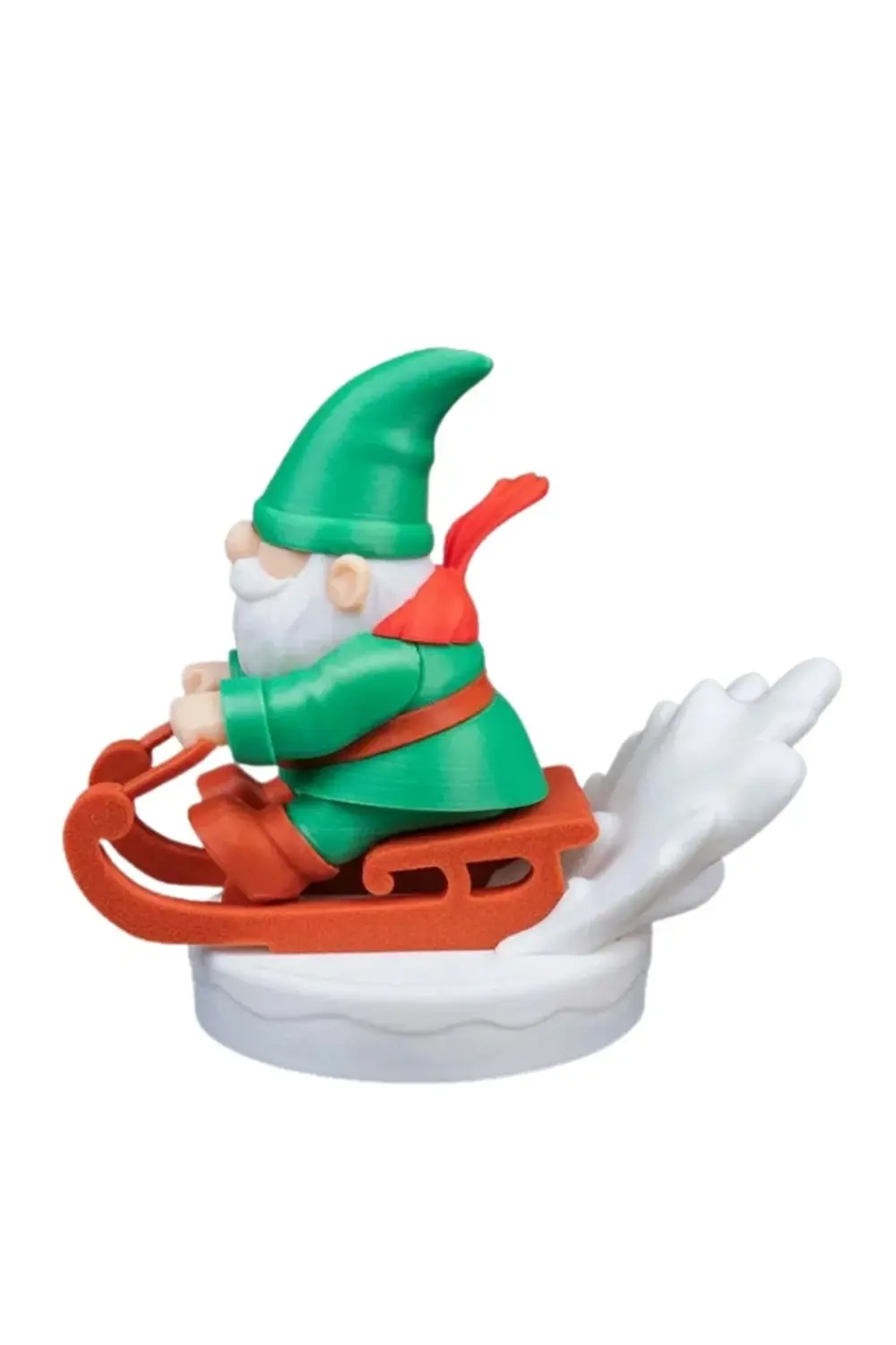 Kızaklı Cüce Noel Baba Figürü - Kış Temalı Masaüstü Biblo - 3D Ba