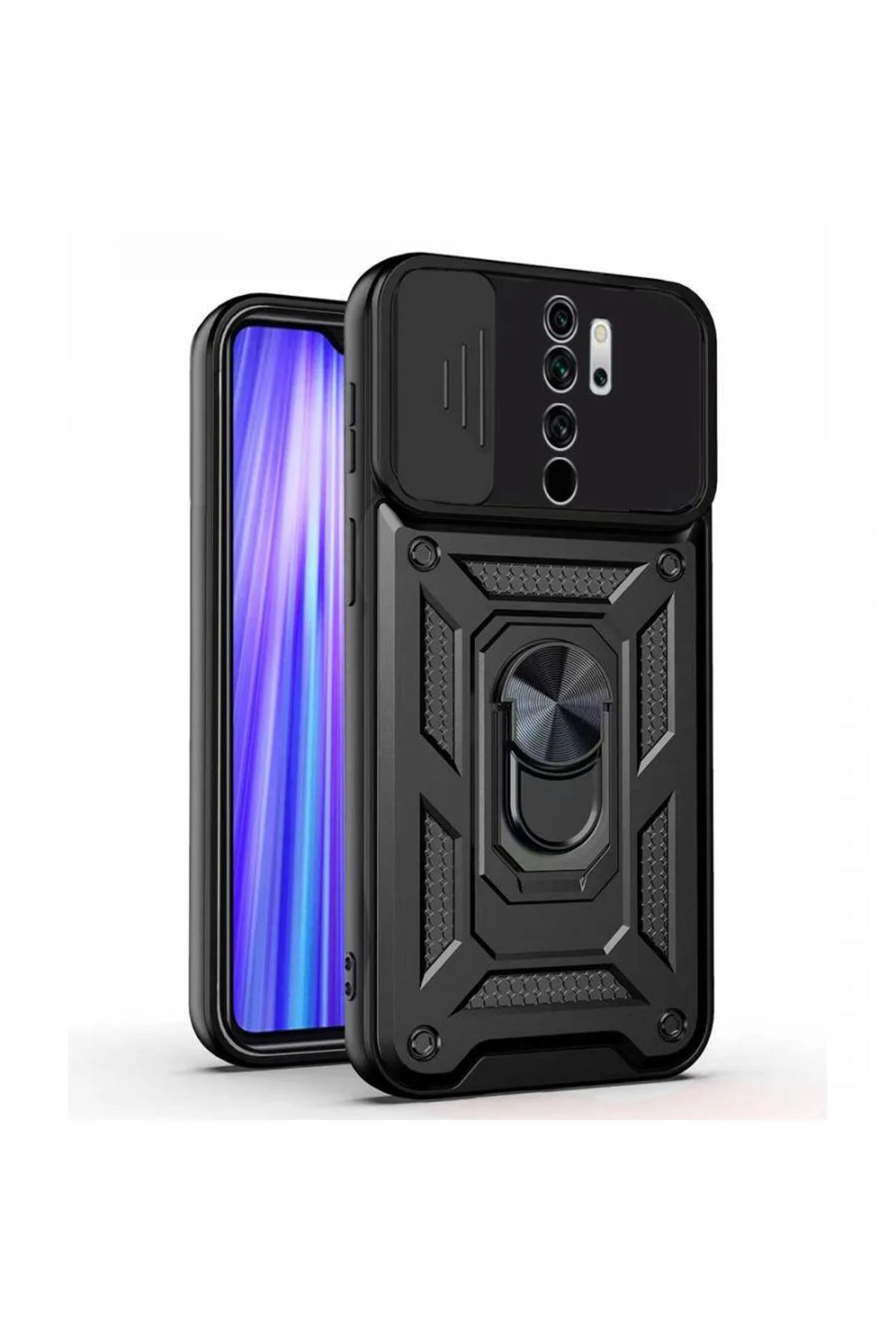 Kızaklı Tank Kılıf Xiaomi Redmi Note 8 Pro Siyah