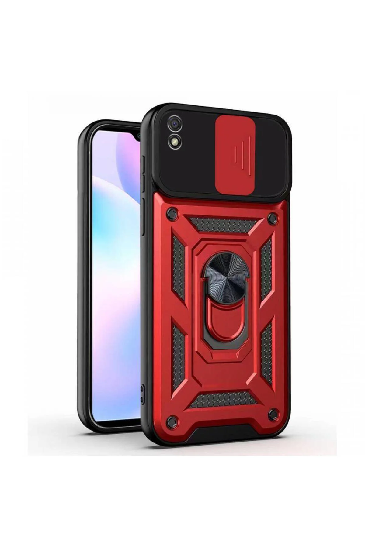 Kızaklı Tank Kılıf Xiaomi Redmi 9A Kırmızı