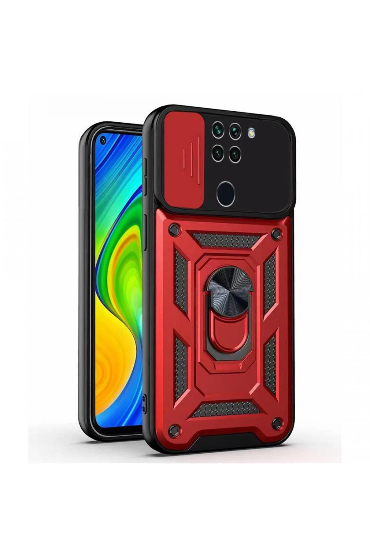 Kızaklı Tank Kılıf Xiaomi Redmi Note 9 Kırmızı Kızaklı Tank Kılıf Xiaomi Redmi Note 9 Kırmızı