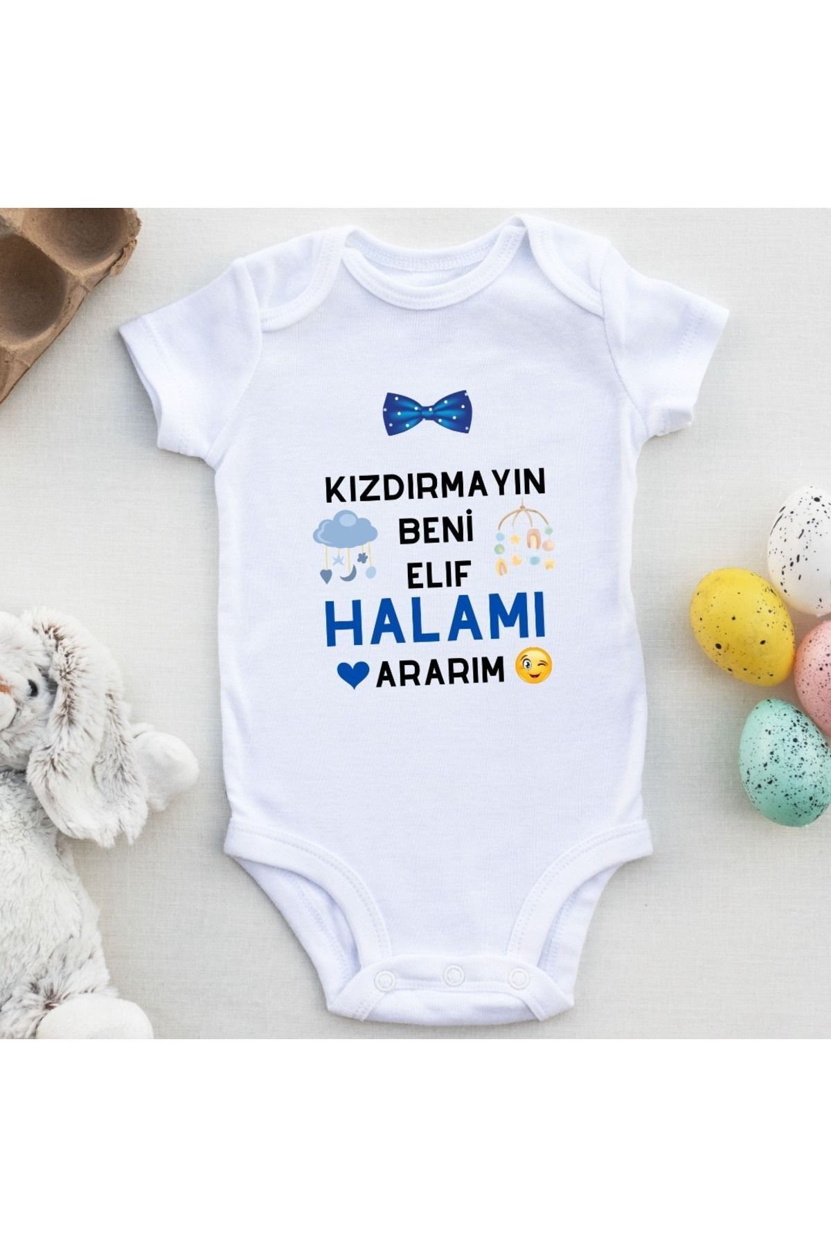 Kızdırmayın beni Halamı Ararım Yazılı Kişiye özel Bebek Zıbın Tas