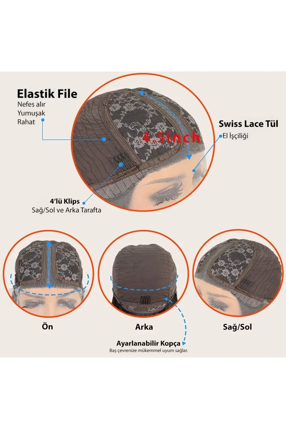 Kızıl Kahve Hafif Dalgalı Tül Peruk