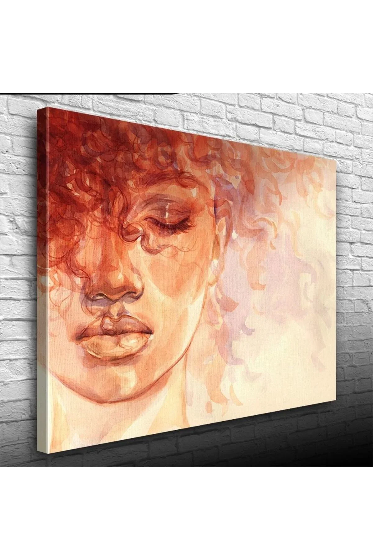 Kızıl Tonlarda Yağlı Boya Kadın Portresi Kanvas Tablo 50 x 70