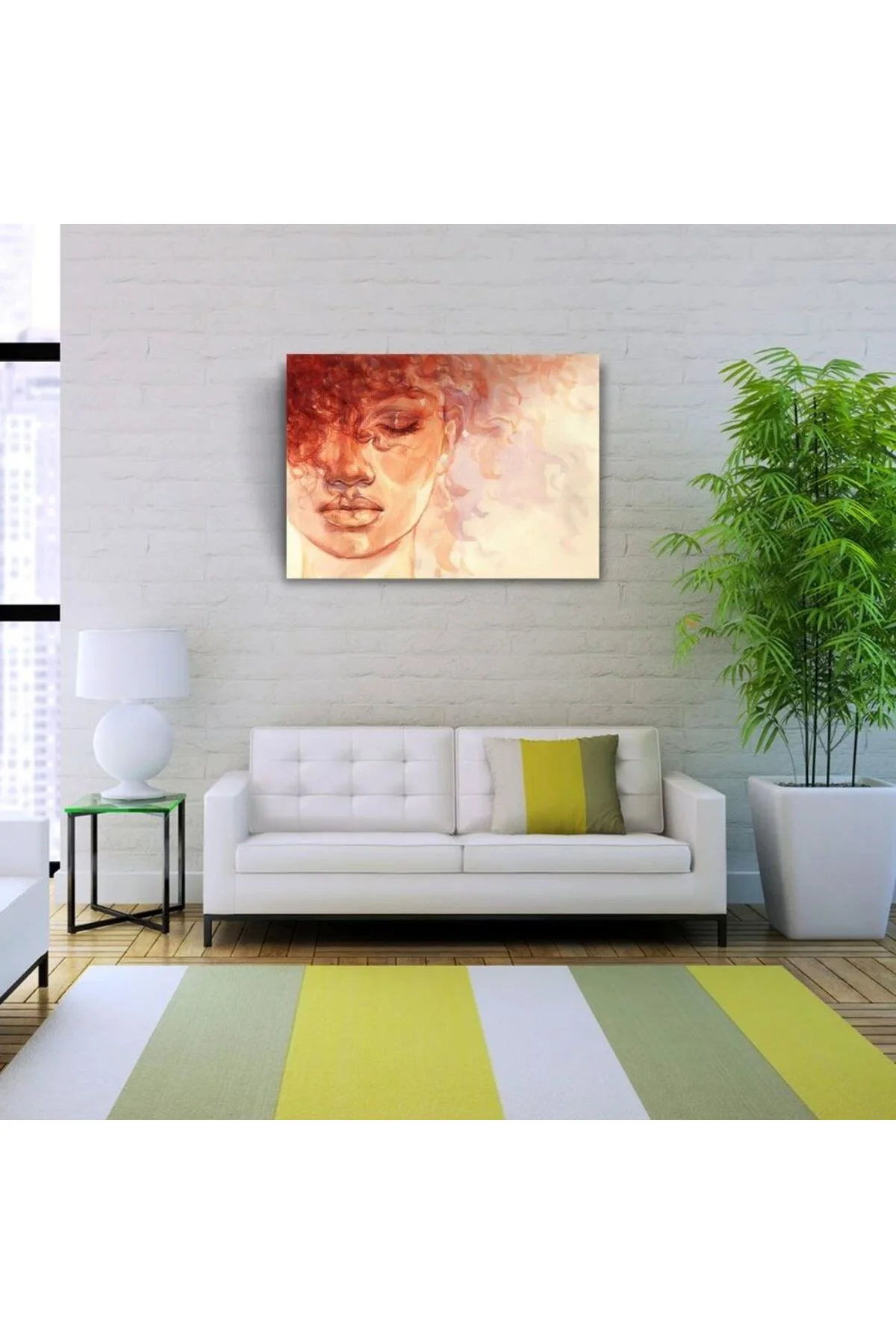 Kızıl Tonlarda Yağlı Boya Kadın Portresi Kanvas Tablo 50 x 70