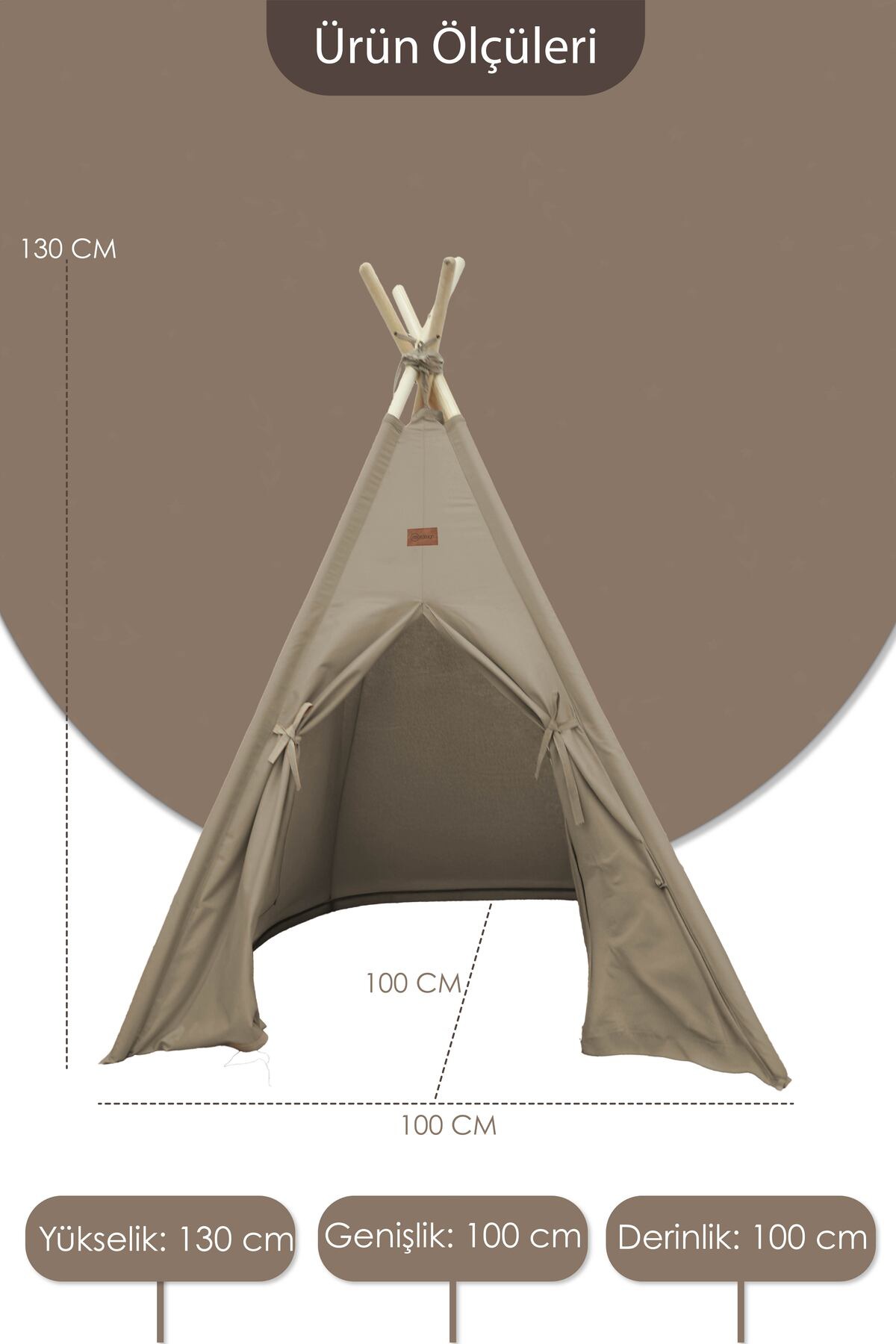 Mordesign Kızılderili Çocuk Oyun Çadırı, Kreş Anaokulu Oyun Alanı, Ahşap Oy