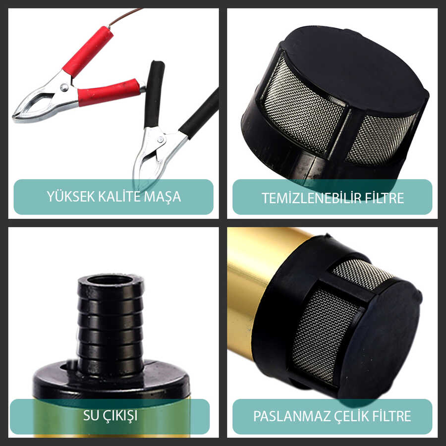 Kemos Kızılırmak 12 Volt Mazot Aktarma Pompası Alimünyum Gövdeli Açma Kapama Düğmeli