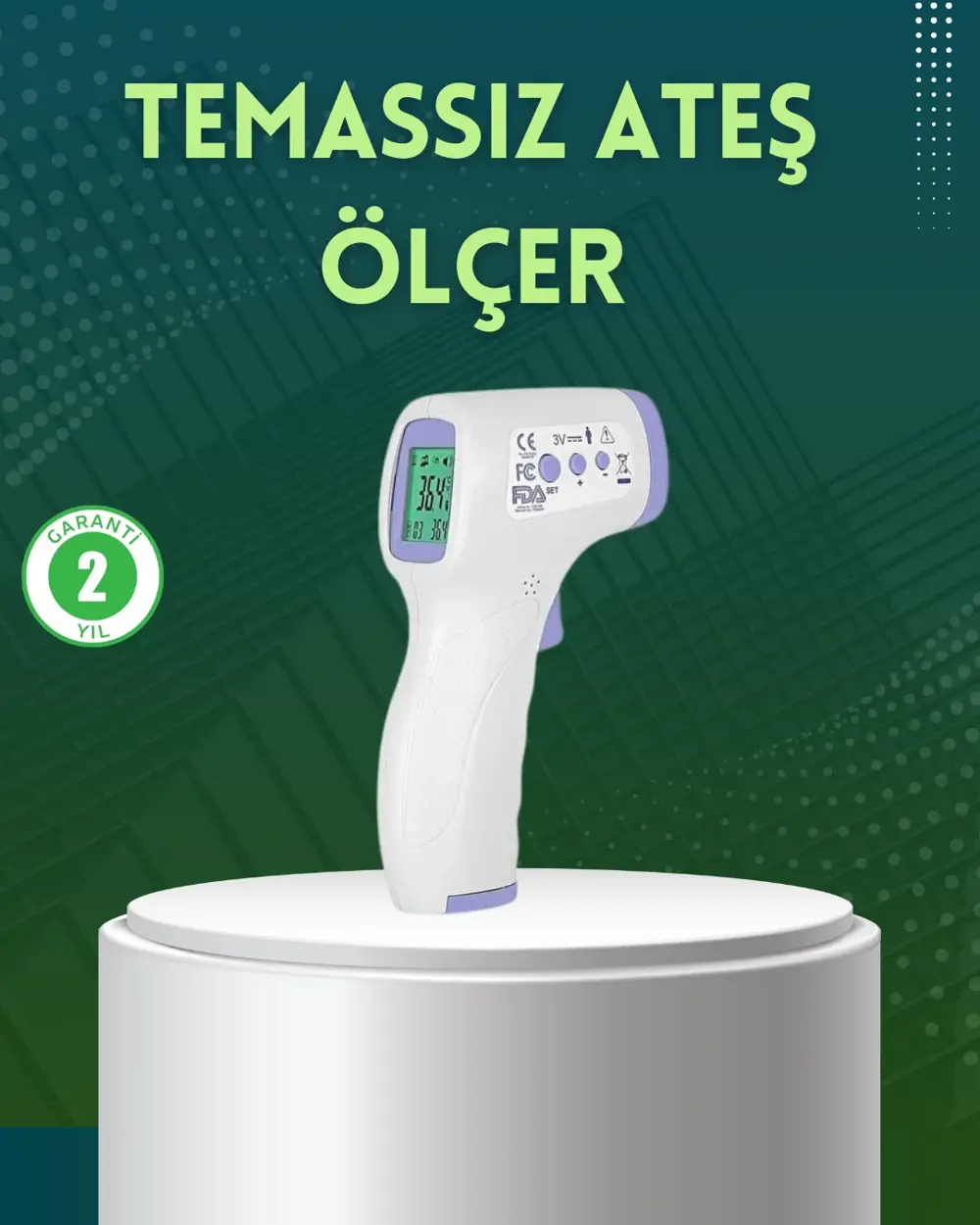 Kızılötesi Temassız Ateş Ölçer LCD Ekranlı Hassas Termometre
