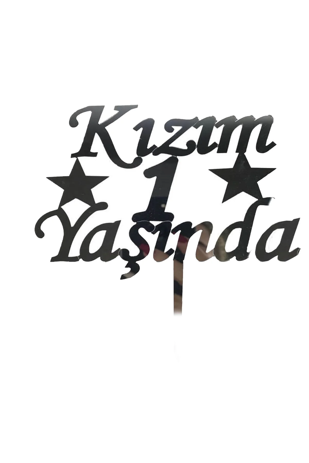 Kızım 1 Yaşında İlk Yaş Doğum Günü Partisi Pleksi Pasta Süsü Gümüş Renk GO50606594330