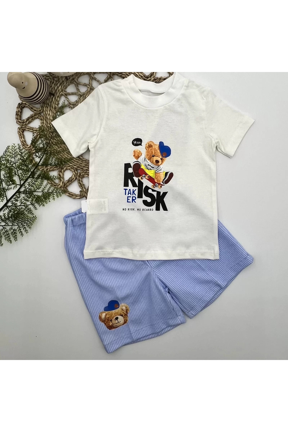Mcem Store Kkci İ Baskili Şortlu Kisa Kollu Tişört 2Li Erkek Bebek Takimi Ek