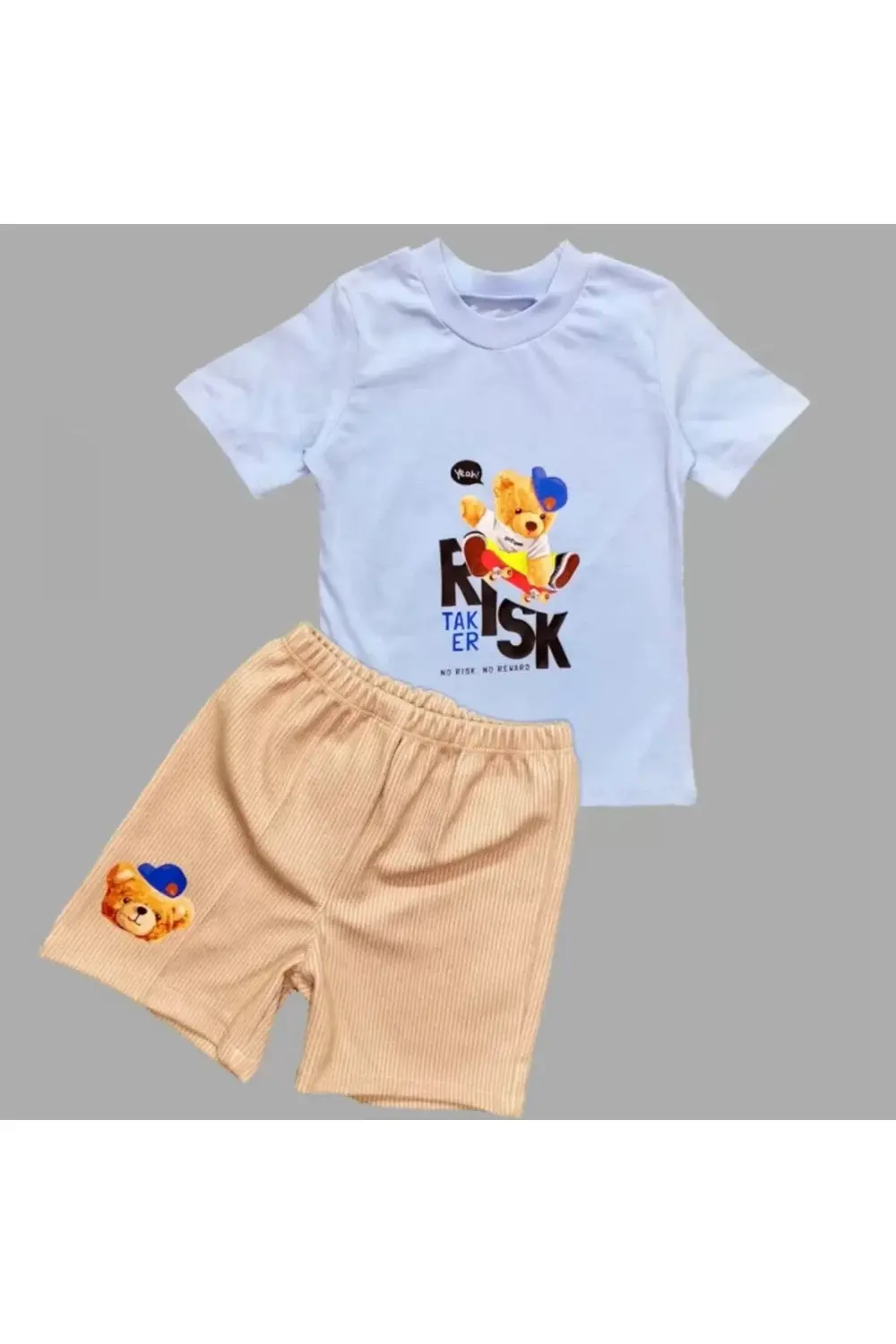 Kkcı I Baskılı Şortlu Kısa Kollu Tişört 2li Erkek Bebek Takımı Ma