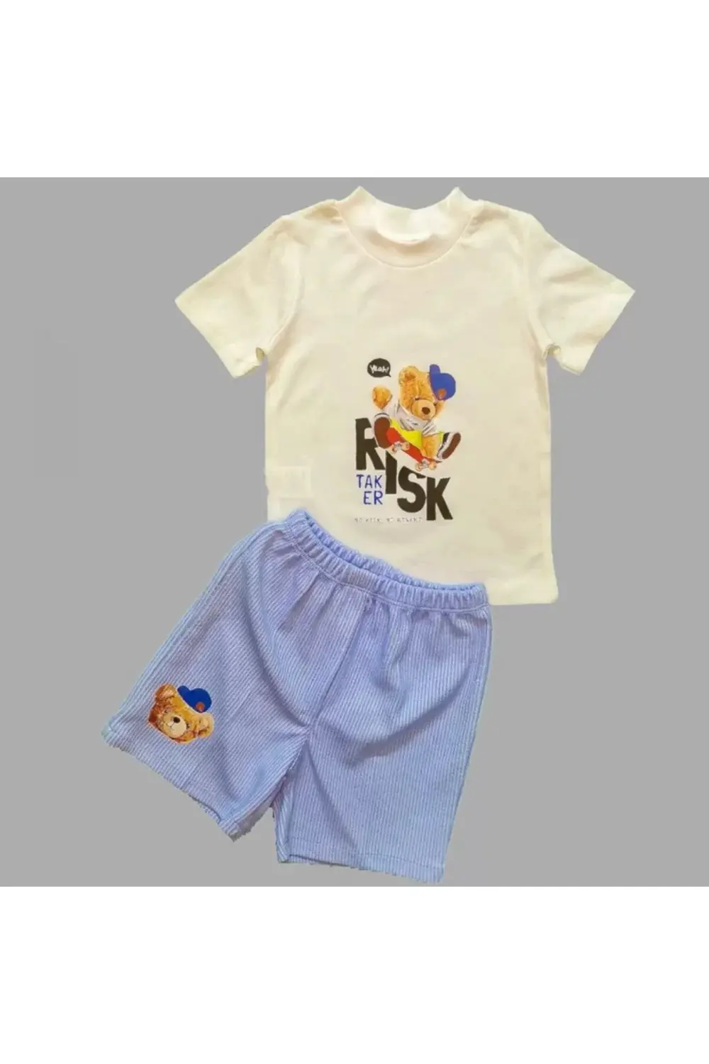 Kkcı I Baskılı Şortlu Kısa Kollu Tişört 2li Erkek Bebek Takımı Ek