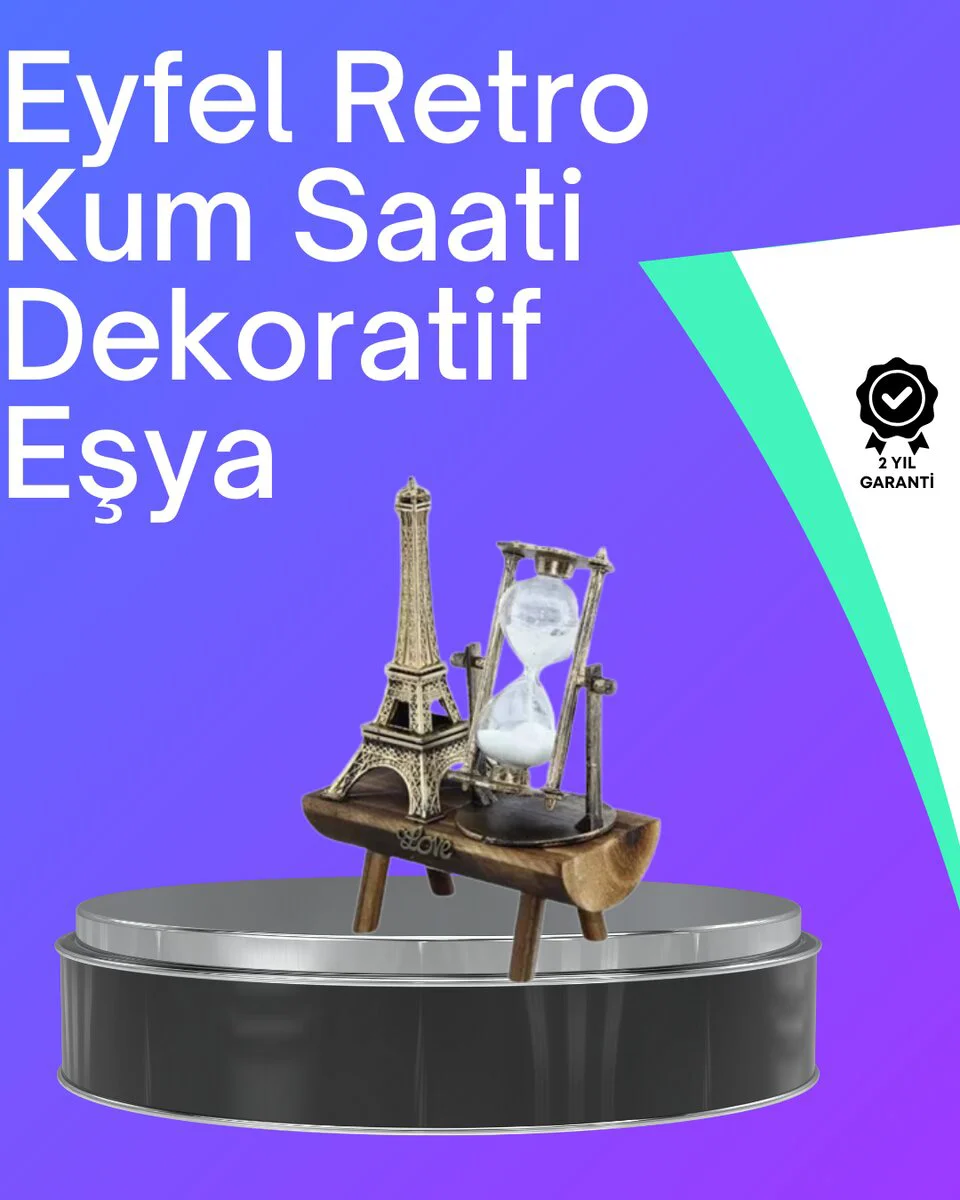 Klasik Ahşap Kum Saati - Vintage Masaüstü Dekoratif Aksesuar