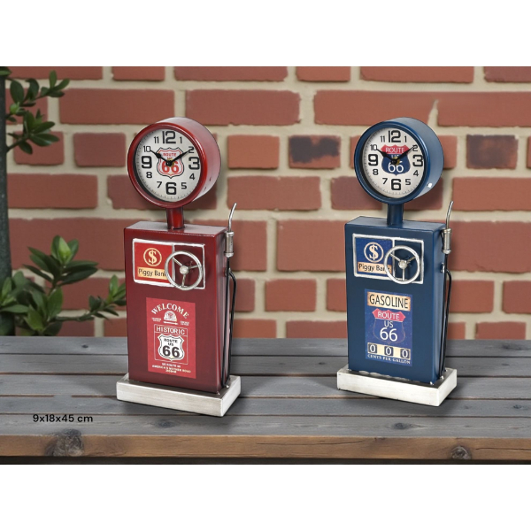 Klasik Benzinlik Tasarımlı Dekoratif Masaüstü Saat