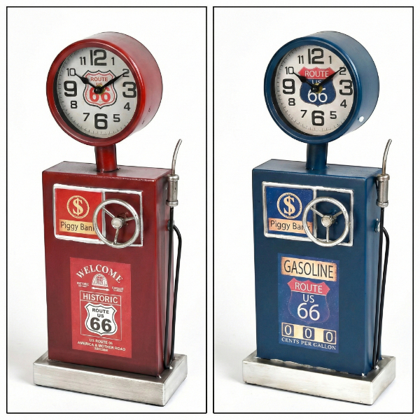 Klasik Benzinlik Tasarımlı Dekoratif Masaüstü Saat