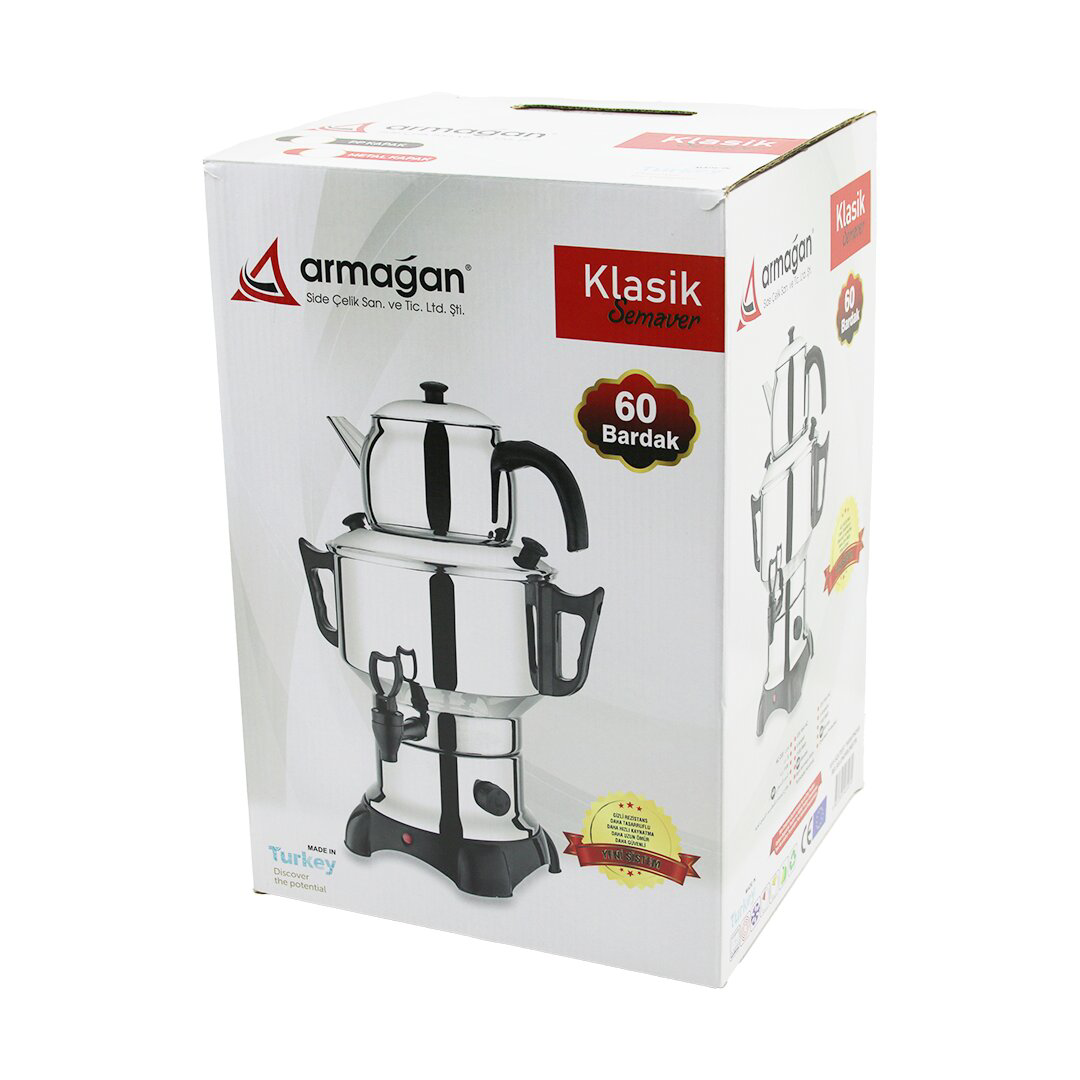 KLASİK ÇAY SETİ=DEMLİK - SU KAZANI ELEKTRİKLİ SEMAVER 60 BARDAK 6