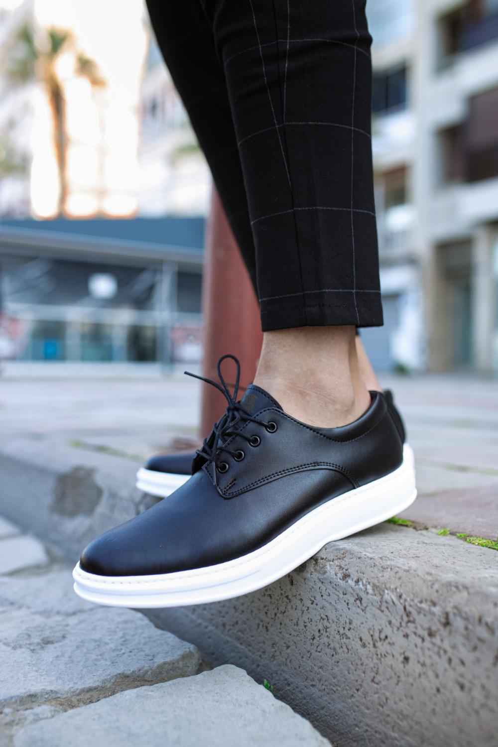 Klasik Erkek Ayakkabı 001 Siyah (Beyaz Taban)